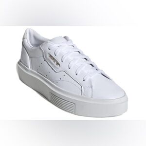 Adidas Sleek White Sneakers Minimalist Design size 9 1/2